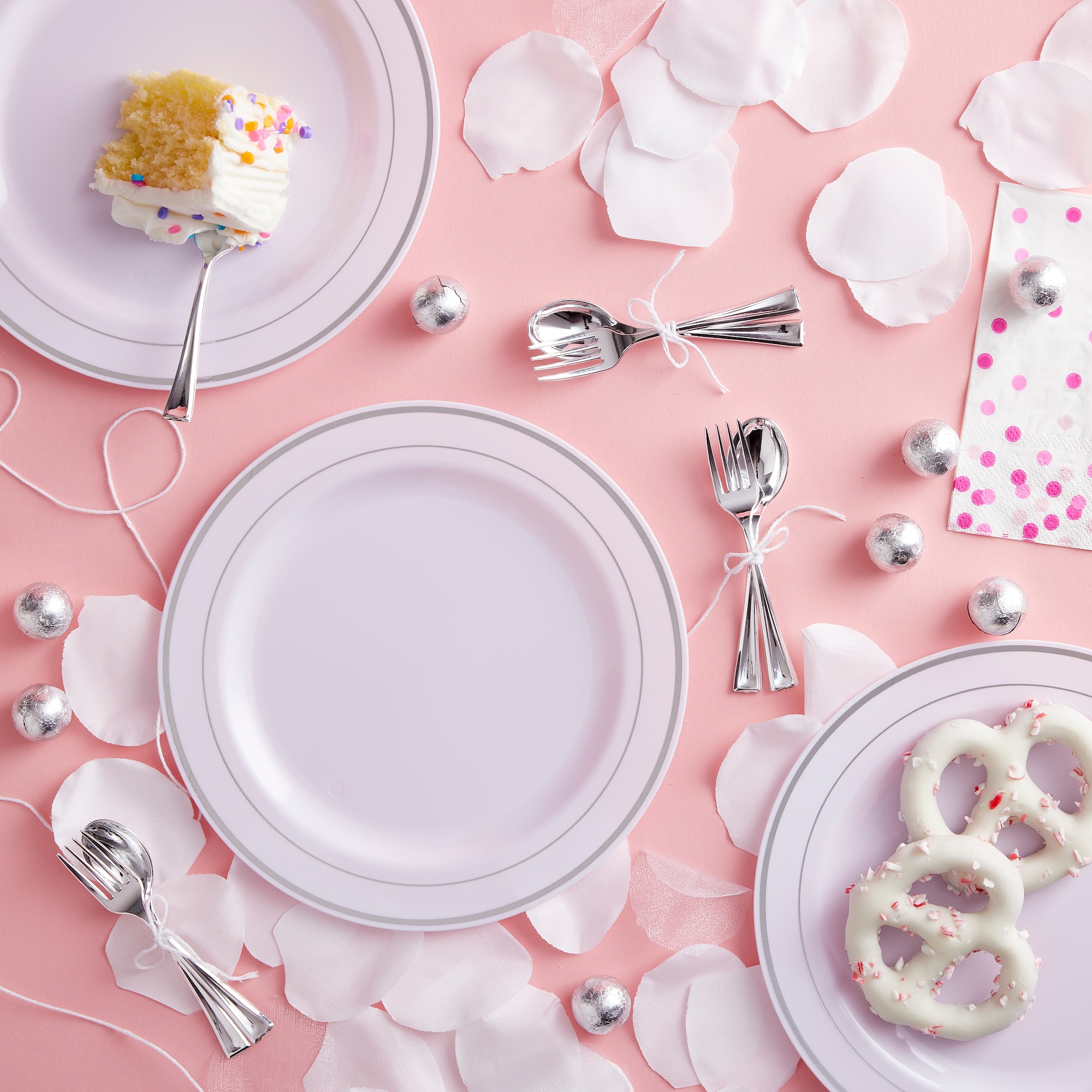 7.5" Round Lunch Plates with Silver Trim by Celebrate It™, 10ct.